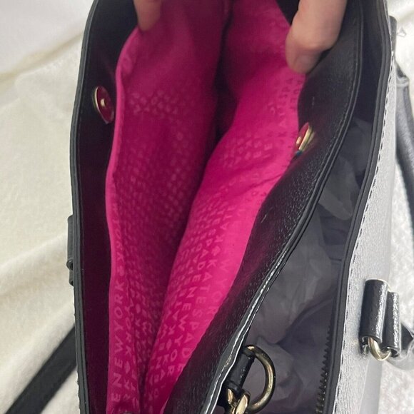 Kate Spade New York Wellesley Embossed Leather Satchel Purse Black Pink Interior - Picture 9 of 13